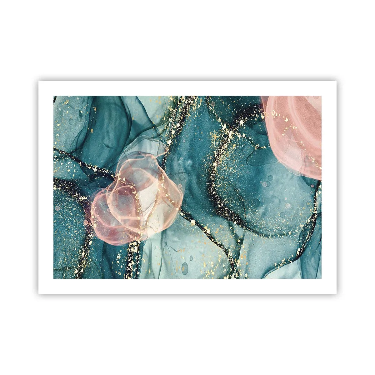 Pôster - Azul seda, rosa tule - 70x50 cm