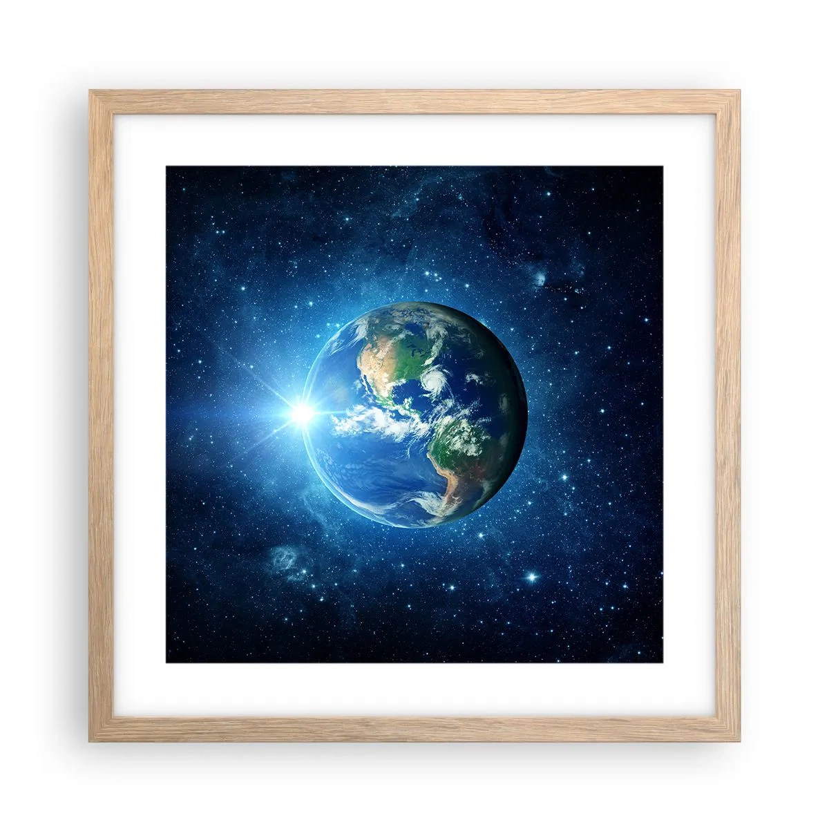 Pôster com moldura de carvalho claro - Estamos no céu - 40x40 cm