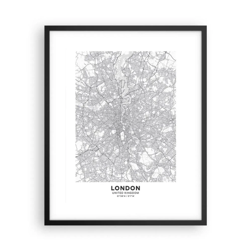 Pôster com moldura preta - Mapa do labirinto de Londres - 40x50 cm