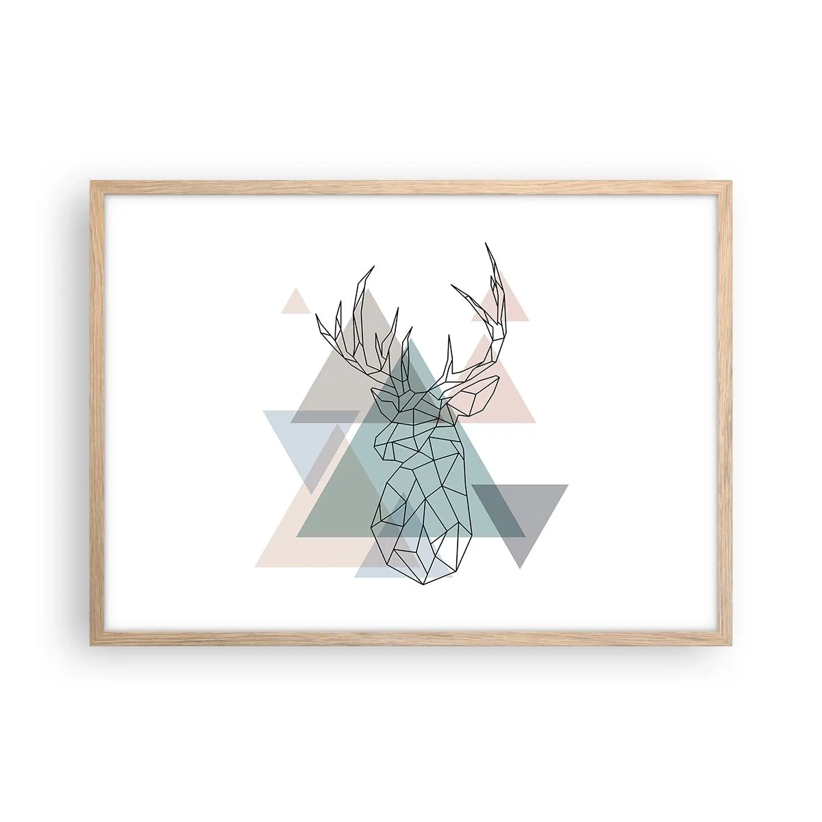 Pôster com moldura de carvalho claro - Numa floresta geométrica - 70x50 cm
