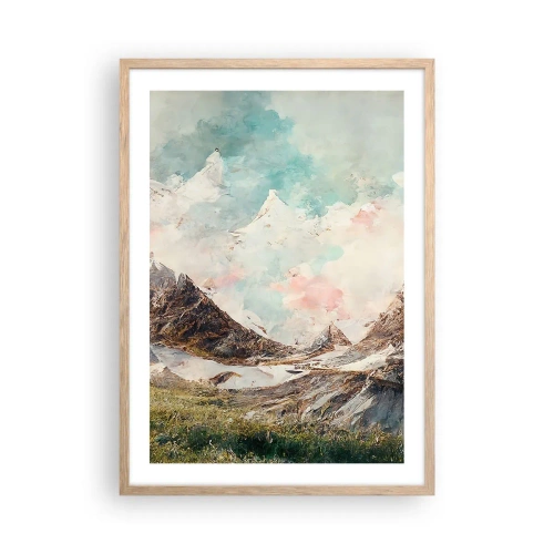 Pôster com moldura de carvalho claro - Lâminas de rocha - 50x70 cm
