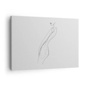 Quadro em tela - Uma linha minimalista mostrando uma silhueta contra um fundo claro - 70x50cm - Apenas uma promessa - Decoração de parede moderna para a sala de estar e quarto ARTTOR