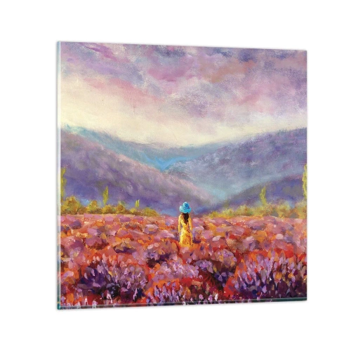 Quadro em vidro - No mundo da lavanda - 30x30 cm
