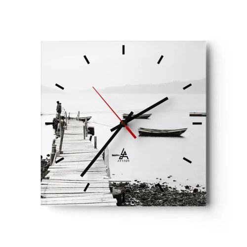 Relógio de parede - Relógio em vidro - Sobre água calma e límpida - 30x30 cm