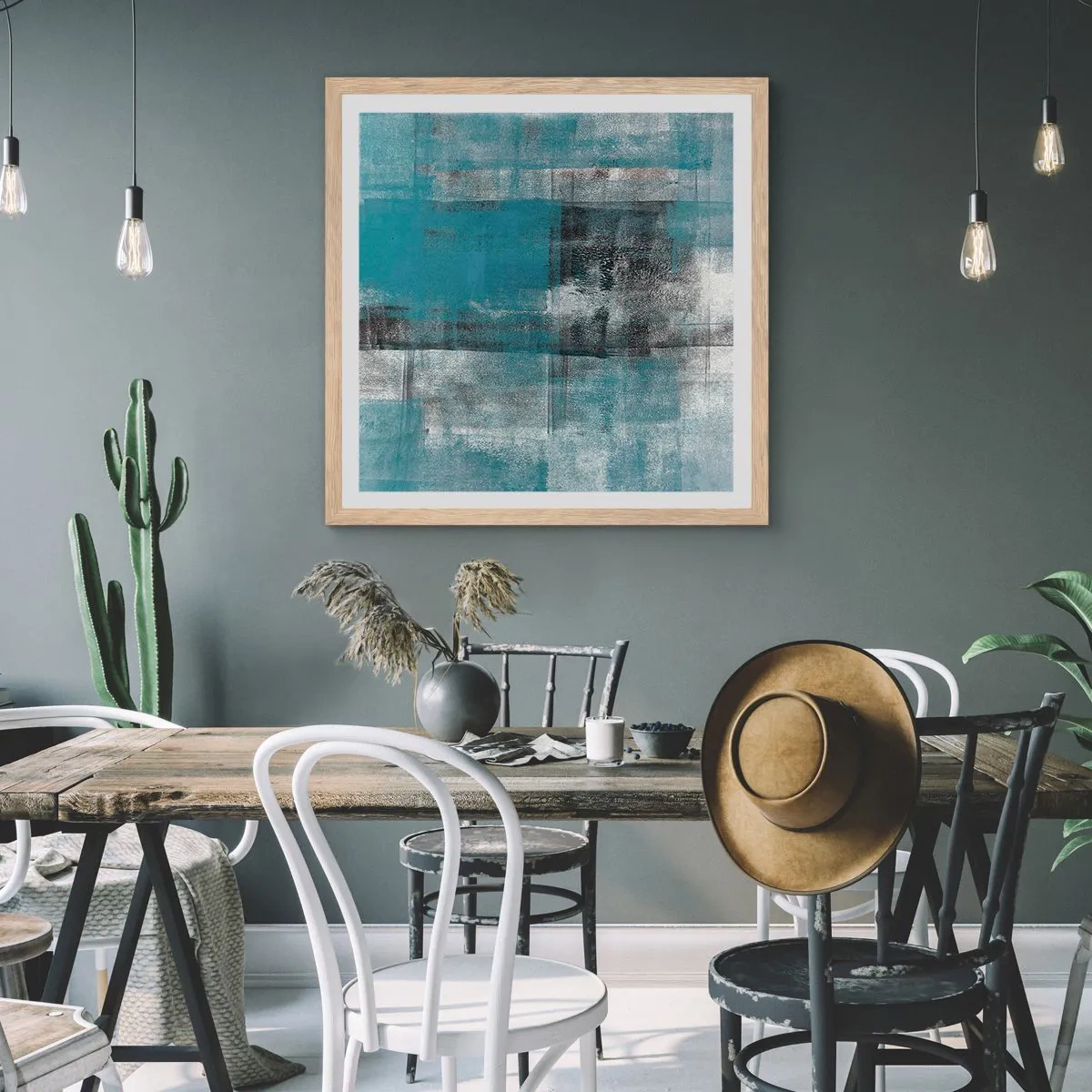 Pôster com moldura de carvalho claro - Água e ar - 60x60 cm