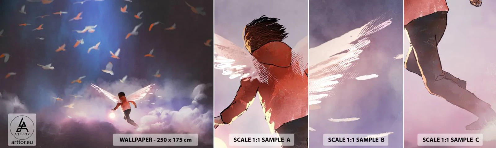 Amostra de Papel de Parede Standard Eco - É preciso ter imaginação e coragem - Abstração, Fantasia, Icaro - 100x30 cm