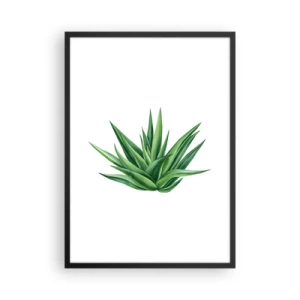Pôster com moldura preta - Ilustração minimalista de uma planta verde - 50x70cm - Verde – força – vida - Decoração de parede moderna para a sala de estar e quarto ARTTOR