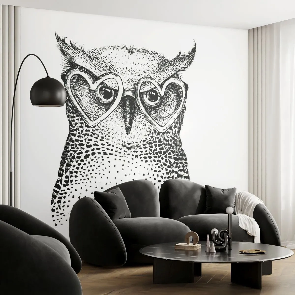 Papel de Parede Premium Sand - Sabiamente e amorosamente - Coruja, Para crianças, Animais - 100x70 cm