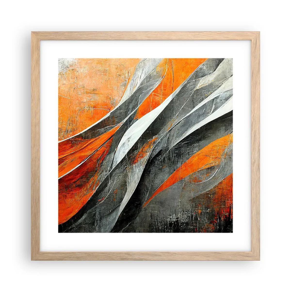 Pôster com moldura de carvalho claro - Calor e frio - 40x40 cm