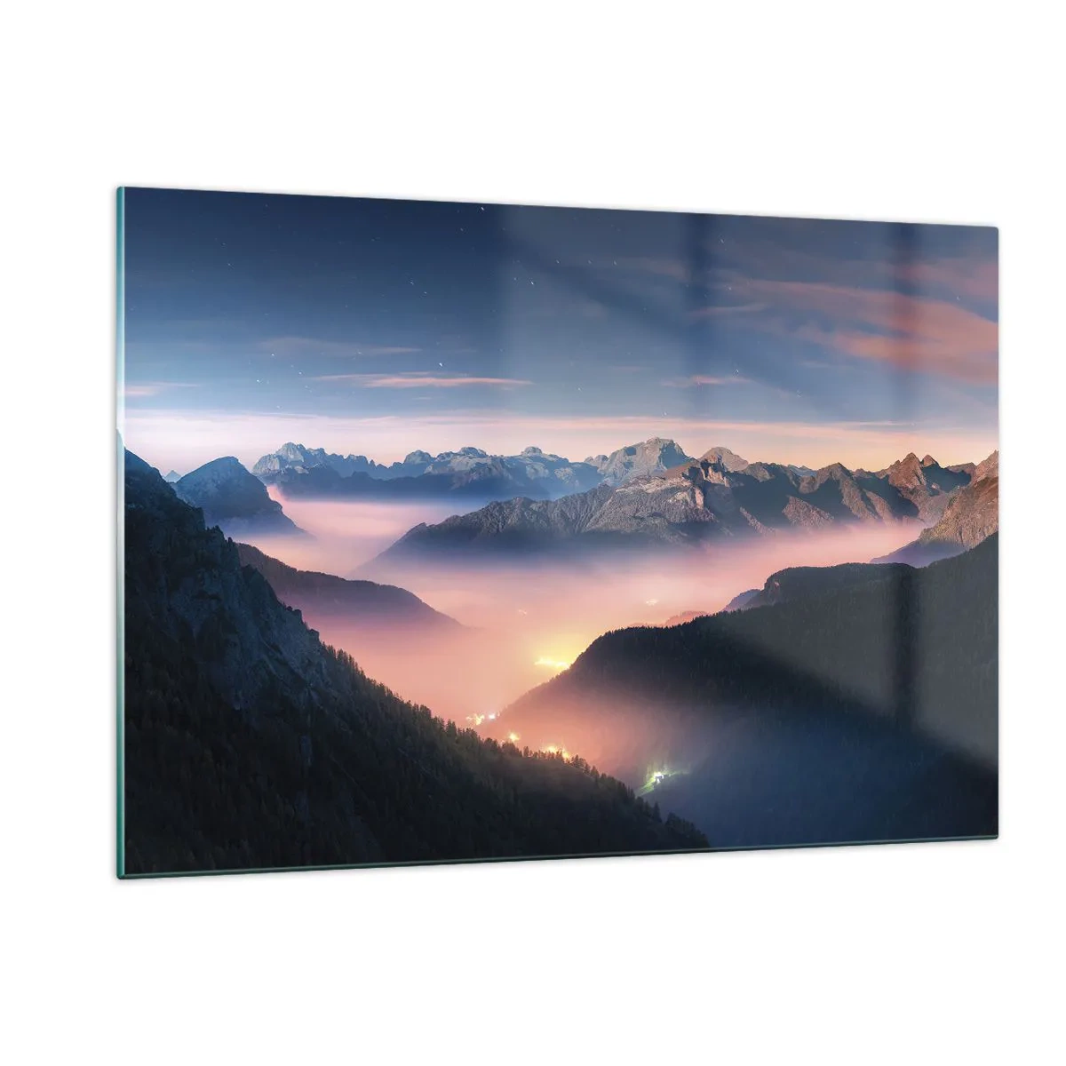 Quadro em vidro - Luz nos vales - 120x80 cm