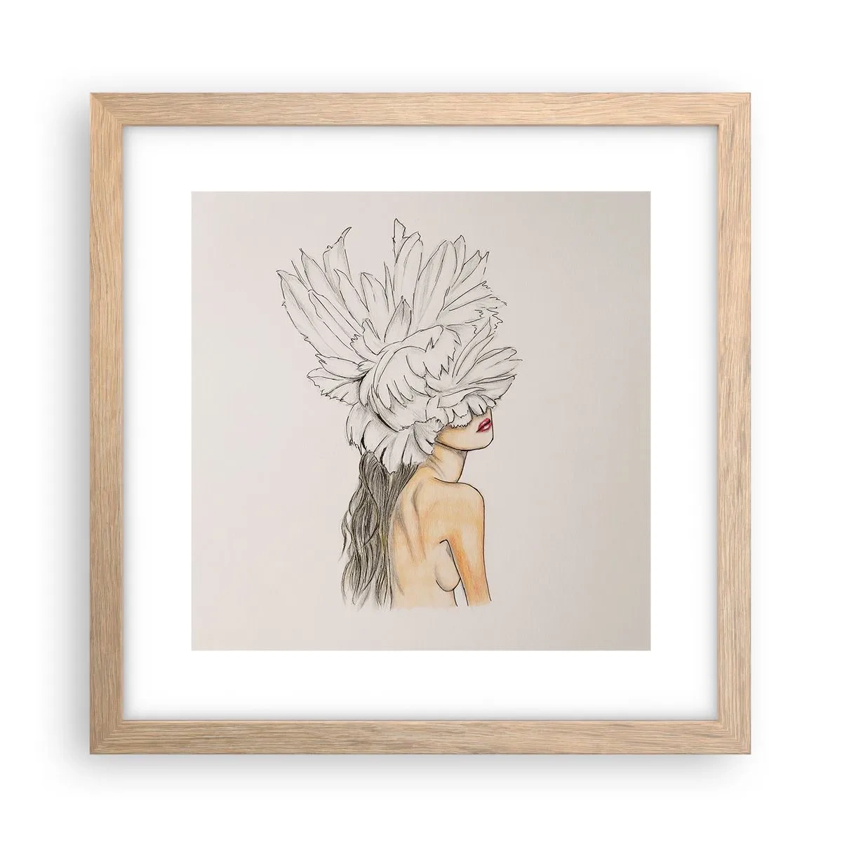 Pôster com moldura de carvalho claro - Beleza coroada - 30x30 cm