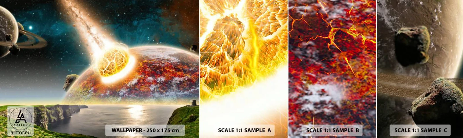 Amostra de Papel de Parede Standard Eco - Drama espacial - Abstração, Paisagem, Cosmos - 100x30 cm