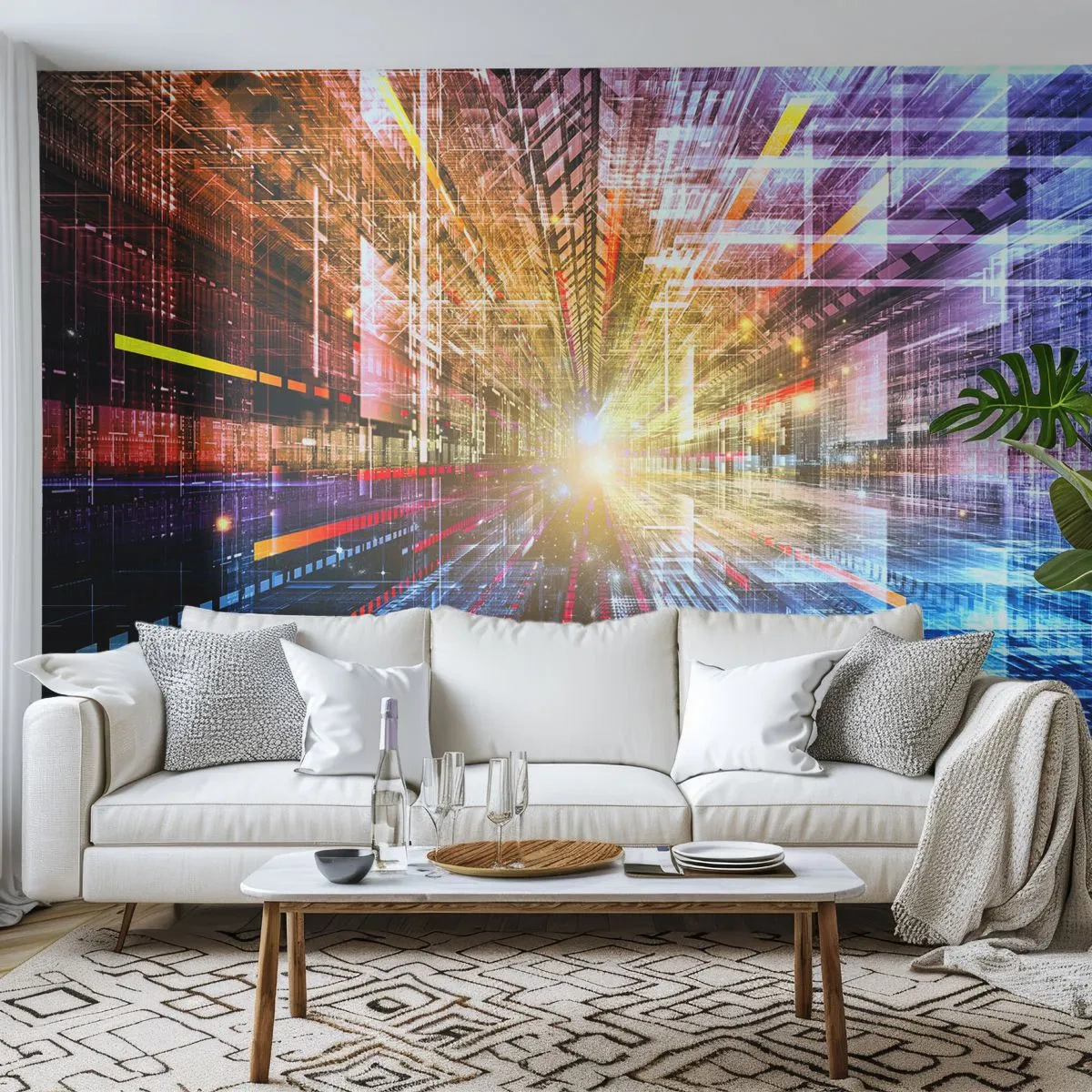Papel de Parede Premium Sand - Corredor de luz - Abstração, Gráficos, 3D - 400x280 cm