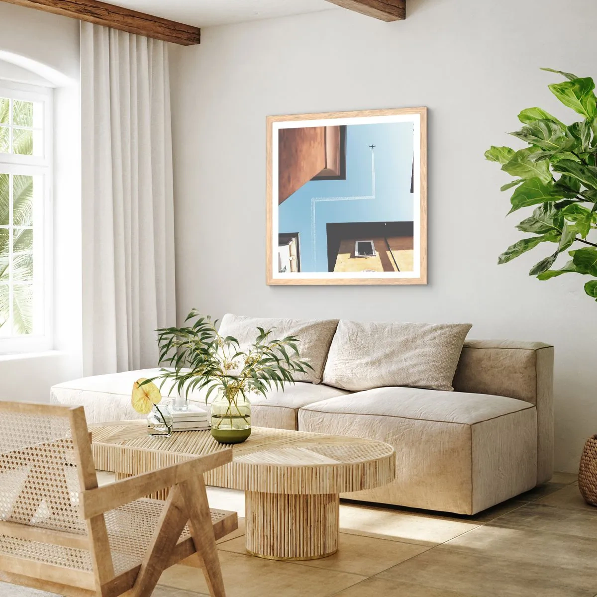 Pôster com moldura de carvalho claro - Acima do labirinto da cidade - 40x40 cm