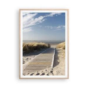 Pôster com moldura de carvalho claro - Atrás da duna, ao som da relva - 70x100 cm