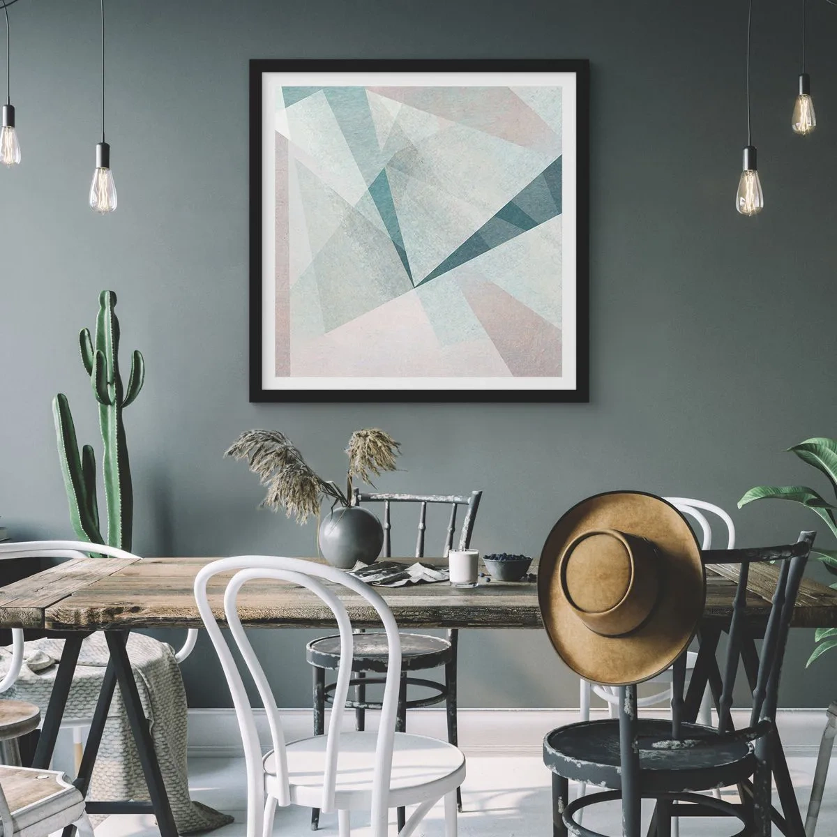 Pôster com moldura preta - Calmo, embora dinâmico - 50x50 cm