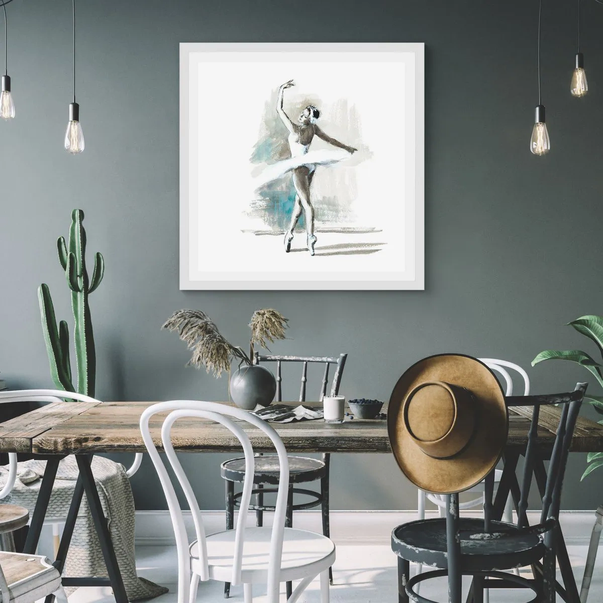 Pôster em moldura branca - Encantada num cisne - 60x60 cm