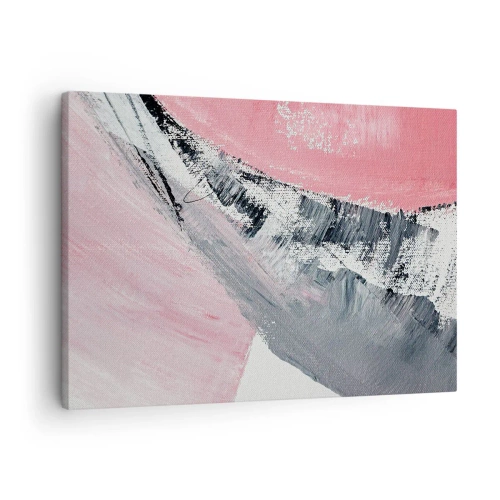 Quadro em tela - Uma composição abstrata em tons de rosa e cinza. - 70x50cm - Composição à medida - Decoração de parede moderna para a sala de estar e quarto ARTTOR