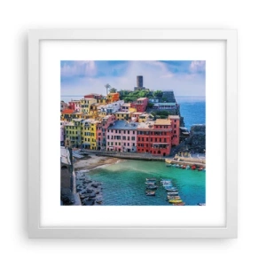 Pôster em moldura branca - Cidade mágica mediterrânea - 30x30 cm