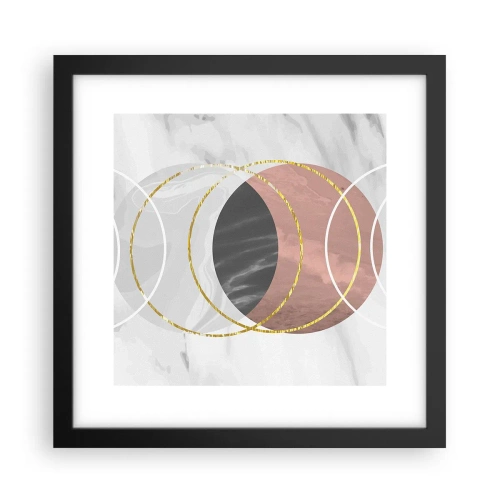 Pôster com moldura preta - Música das esferas - 30x30 cm