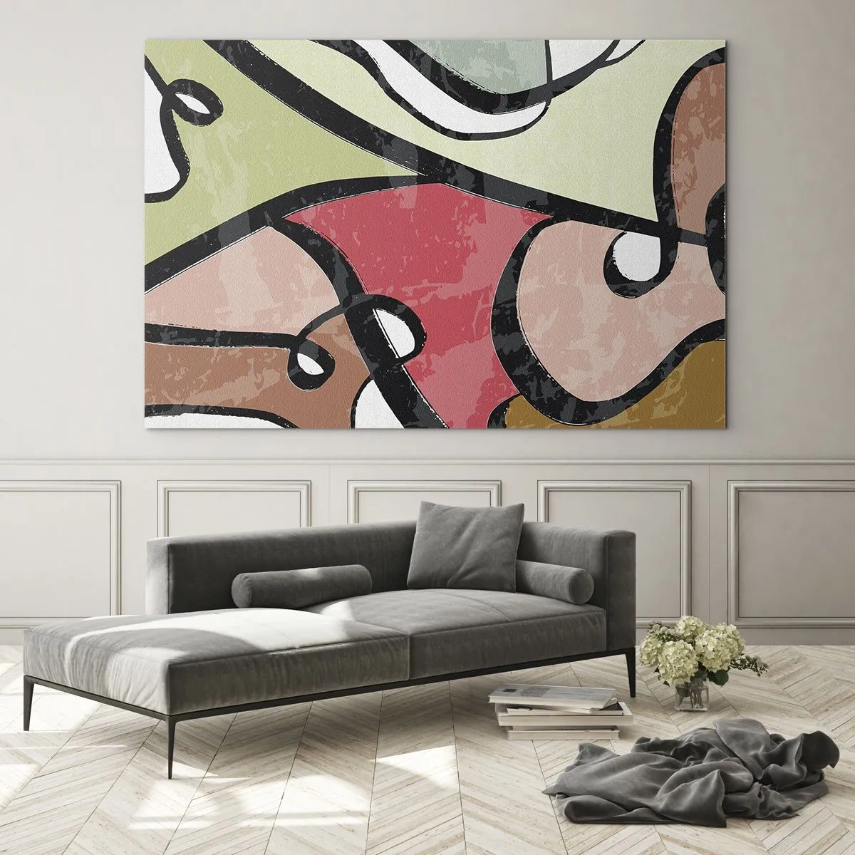 Quadro em vidro - Piruetas entre cores - 120x80 cm