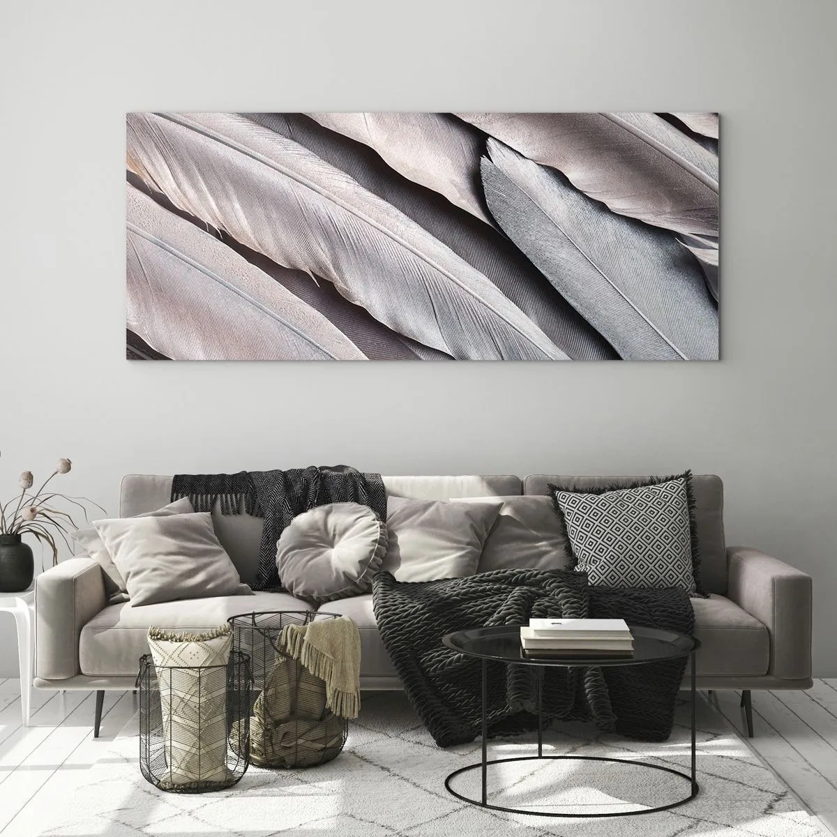 Quadro em vidro - Em prateado rosa - 140x50 cm