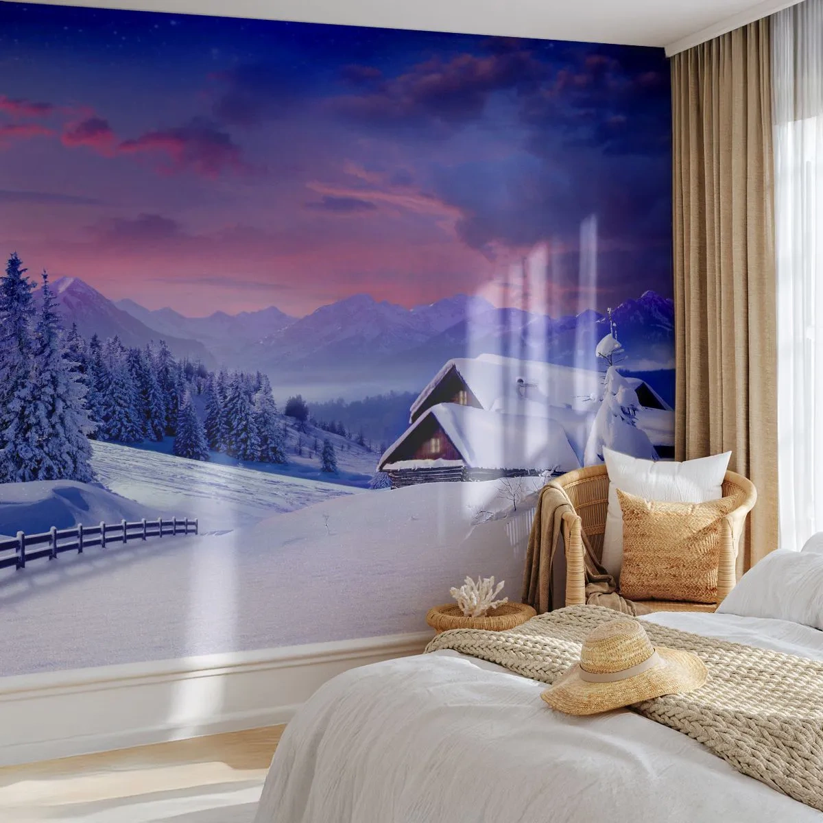 Papel de Parede Standard Eco - Noite silenciosa - Paisagem, Inverno, Alpes - 450x315 cm