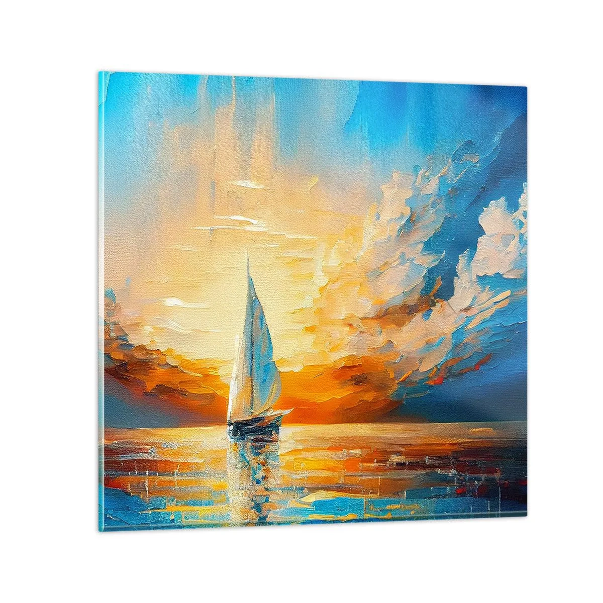 Quadro em vidro - Balsa em ouro - 60x60 cm