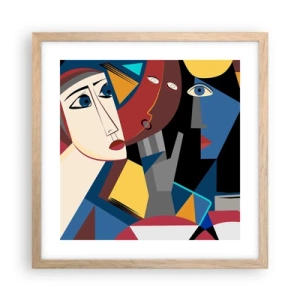 Pôster com moldura de carvalho claro - Uma conversa entre cubistas - 40x40 cm