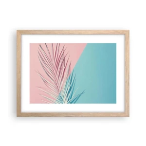 Pôster com moldura de carvalho claro - Impressão tropical - 40x30 cm