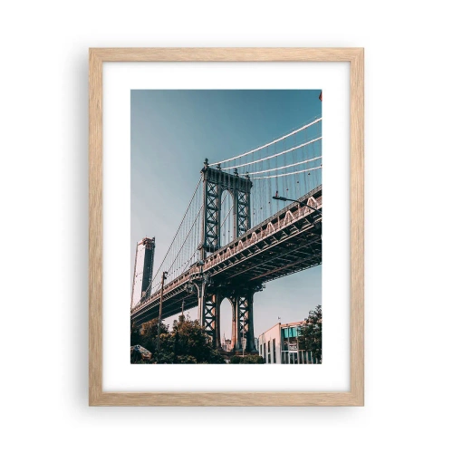 Pôster com moldura de carvalho claro - Sobre as ondas da cidade - 30x40 cm