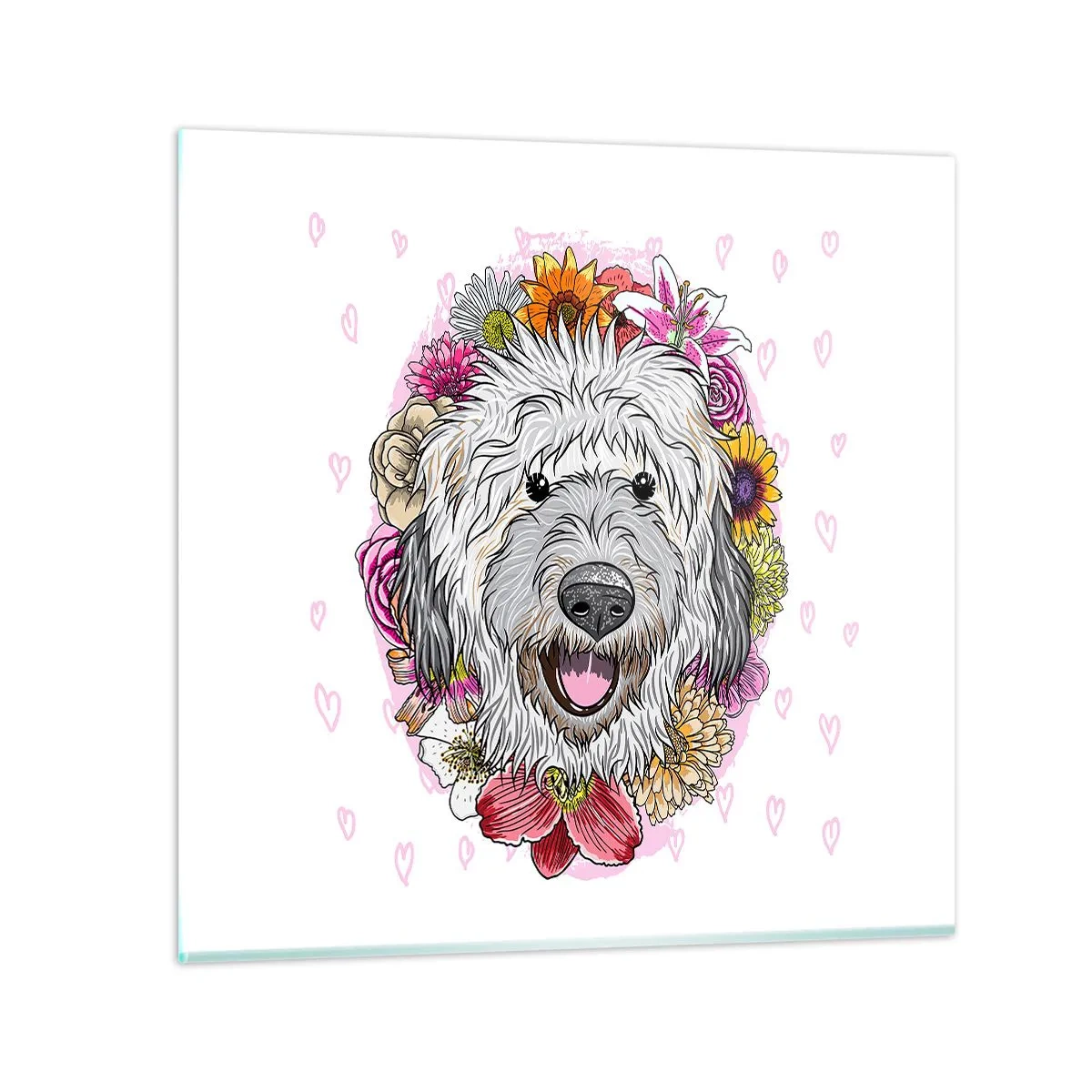 Quadro em vidro - Alegria de cachorrinho - 70x70 cm
