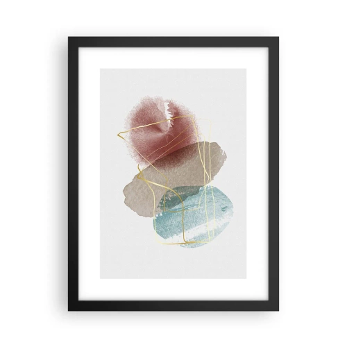 Pôster com moldura preta - Corais espaciais - 30x40 cm