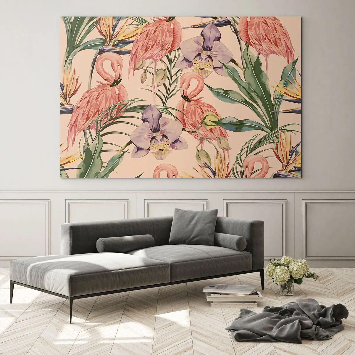 Quadro em vidro - Balé rosa em flores - 120x80 cm
