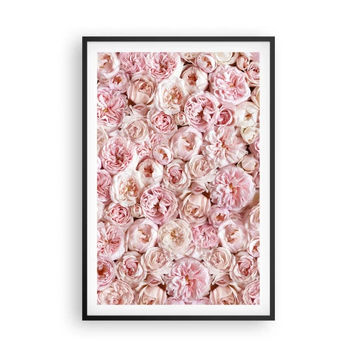 Pôster com moldura preta - Uma cama de rosas - 61x91 cm