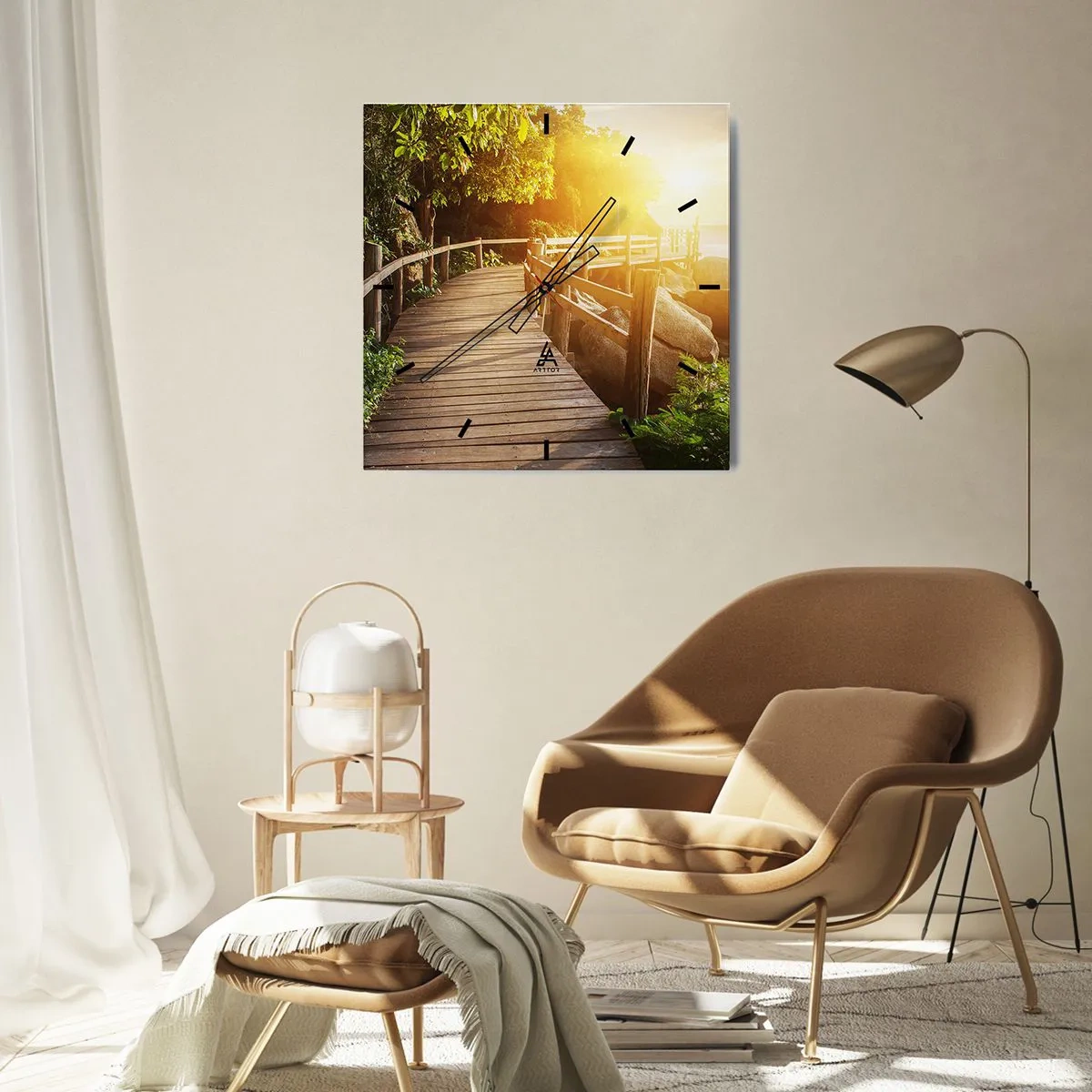 Relógio de parede - Relógio em vidro - Mais uma curva, mais milagres - 40x40 cm