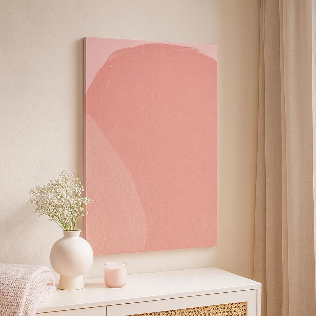 Quadro em tela - Composição orgânica em rosa - 50x70 cm