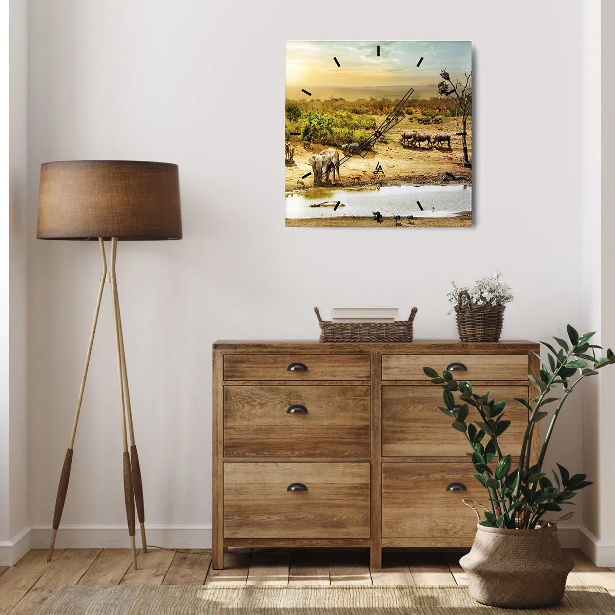Relógio de parede - Relógio em vidro - Um rio corria no Éden... - 30x30 cm