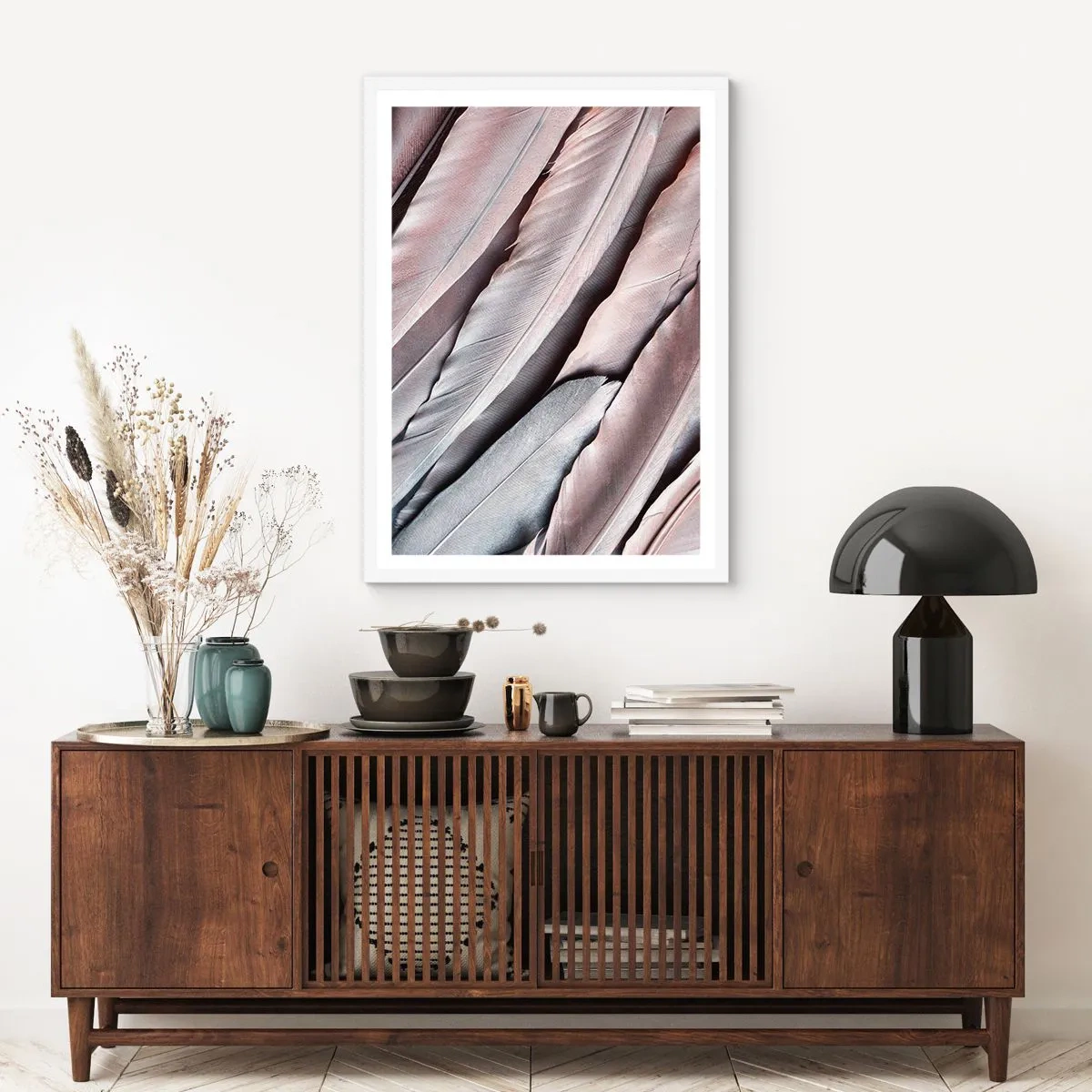 Pôster em moldura branca - Em prateado rosa - 61x91 cm