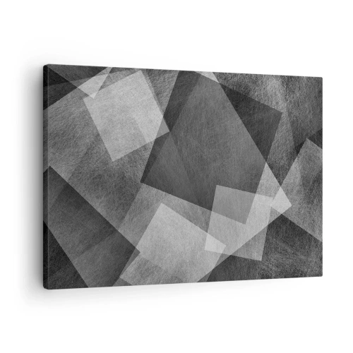 Quadro em tela - Abstração em preto e branco com formas geométricas - 70x50cm - Um eterno símbolo da durabilidade e da ordem - Decoração de parede moderna para a sala de estar e quarto ARTTOR