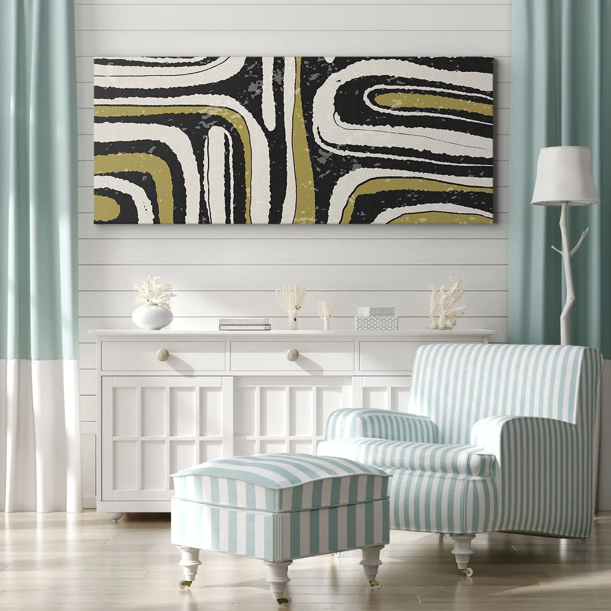 Quadro em tela - Composição: estradas e becos - 90x30 cm