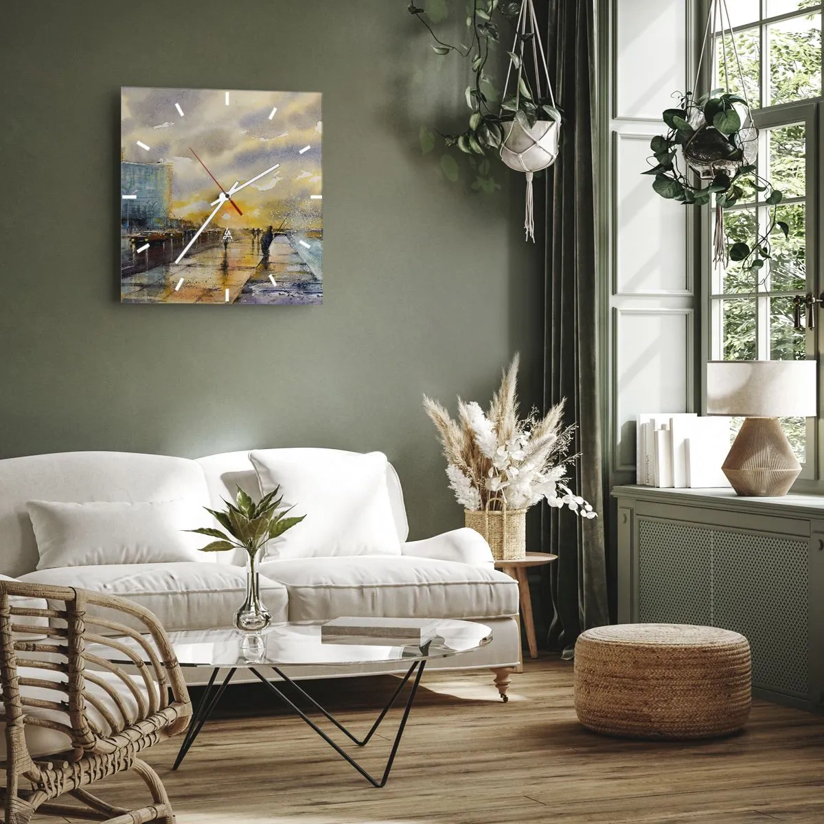 Relógio de parede - Relógio em vidro - A vida na costa - 40x40 cm