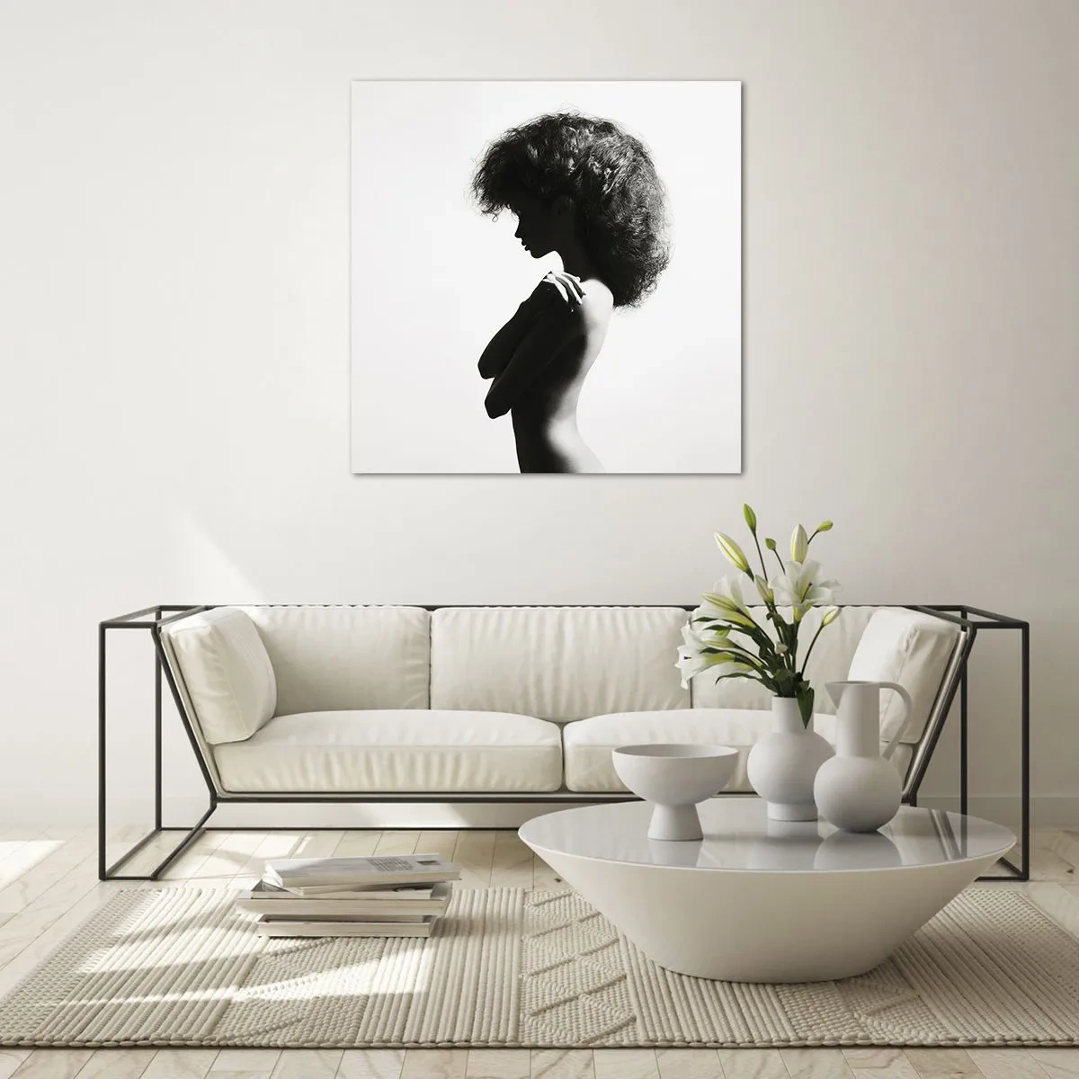 Quadro em vidro - Como uma flor em um caule fino - 30x30 cm