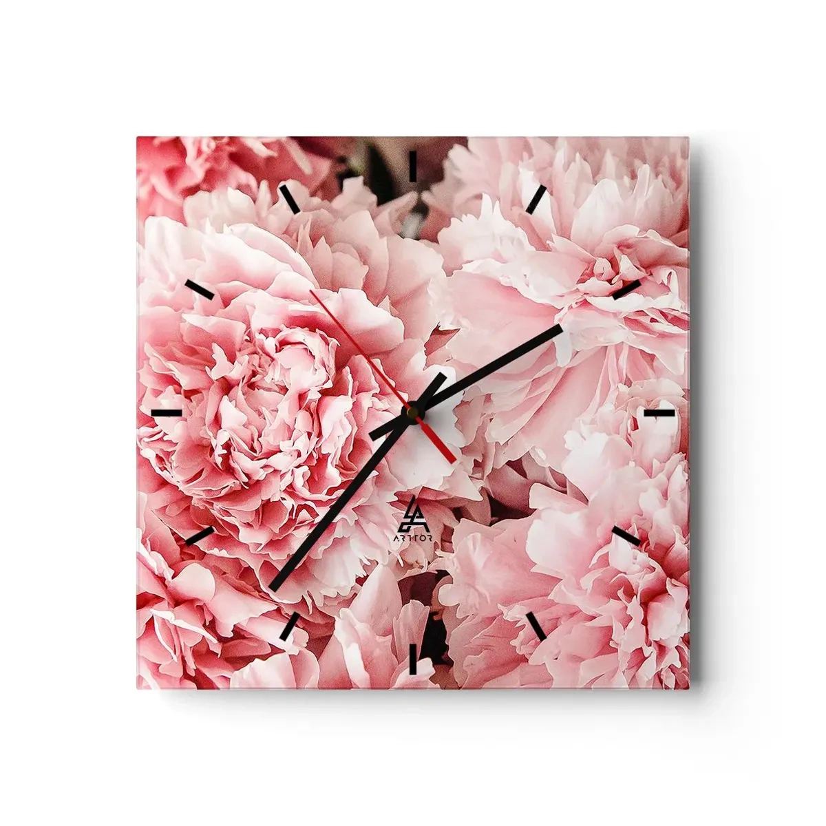 Relógio de parede - Relógio em vidro - Sonho rosa - 30x30 cm