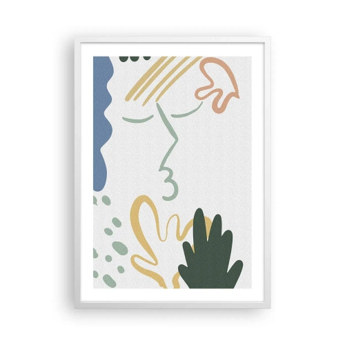 Pôster em moldura branca - Beijo de flores - 50x70 cm