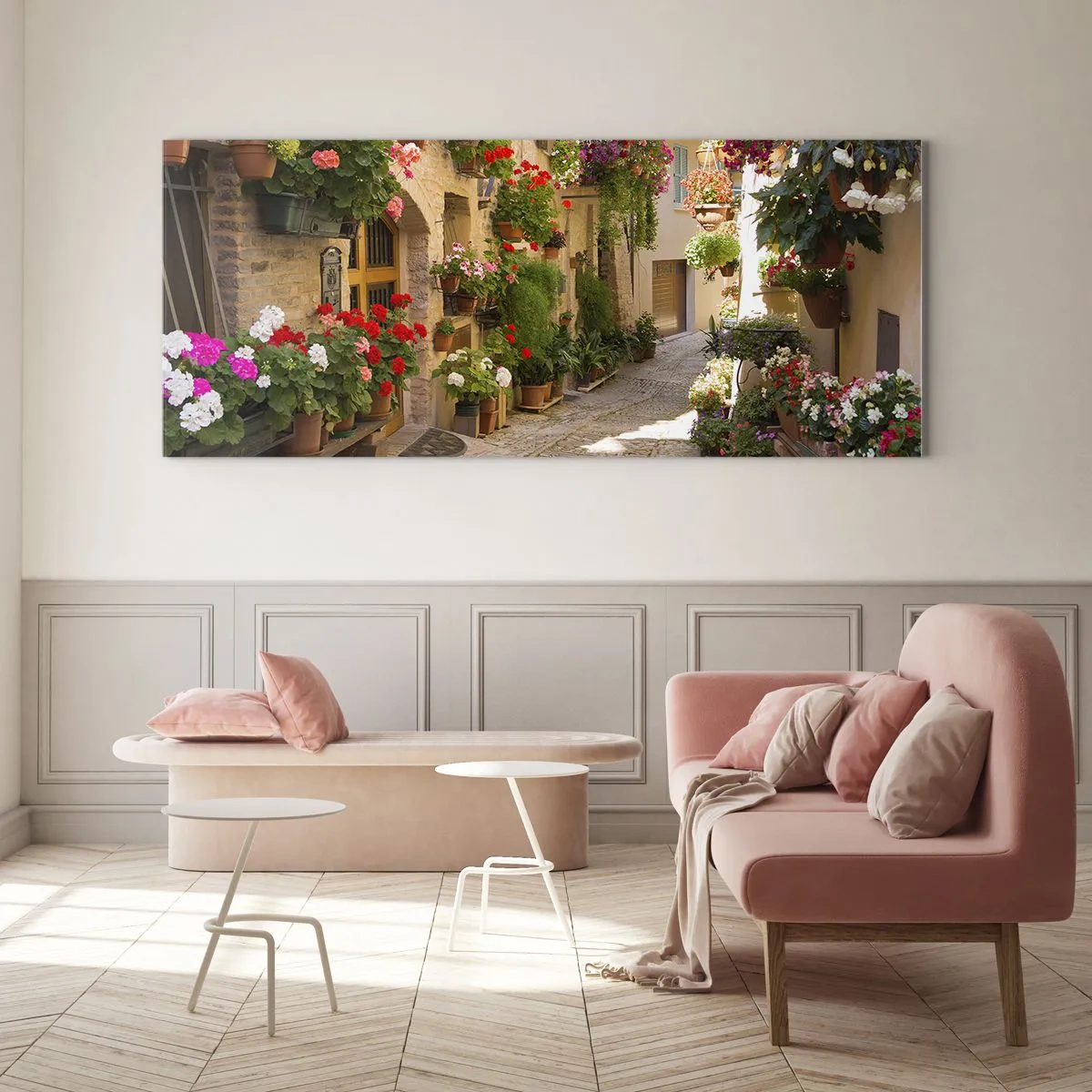 Quadro em vidro - Nas flores do dilúvio - 140x50 cm