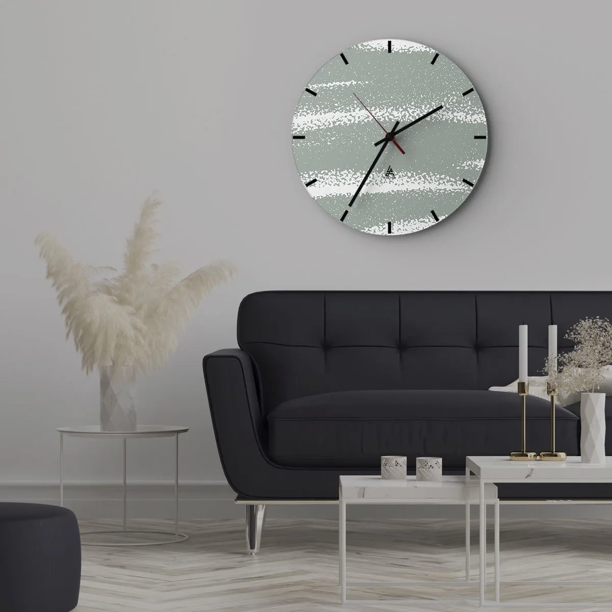 Relógio de parede - Relógio em vidro - Abstração em um clima de inverno - 40x40 cm