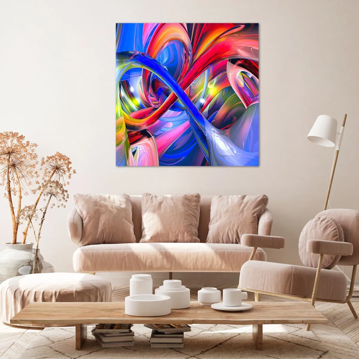 Quadro em tela - Dança das cores - 40x40 cm