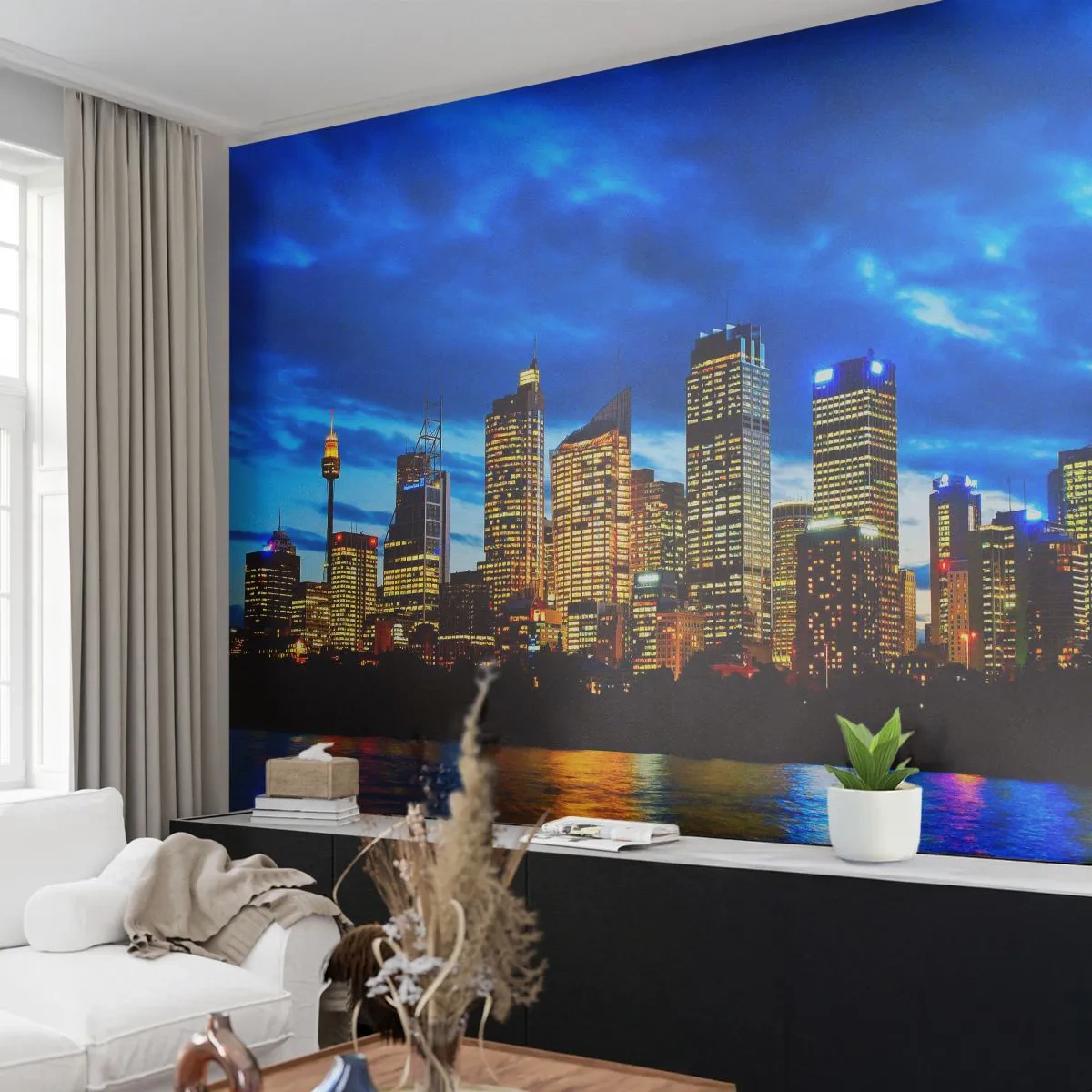 Papel de Parede Standard Eco - Uma noite de luzes e cores - Cidade, Sidney, Arquitetura - 250x175 cm