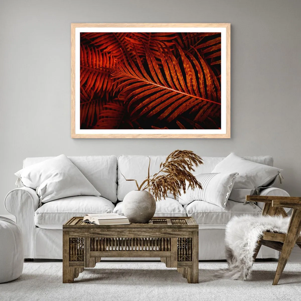Pôster com moldura de carvalho claro - O calor da vida - 100x70 cm
